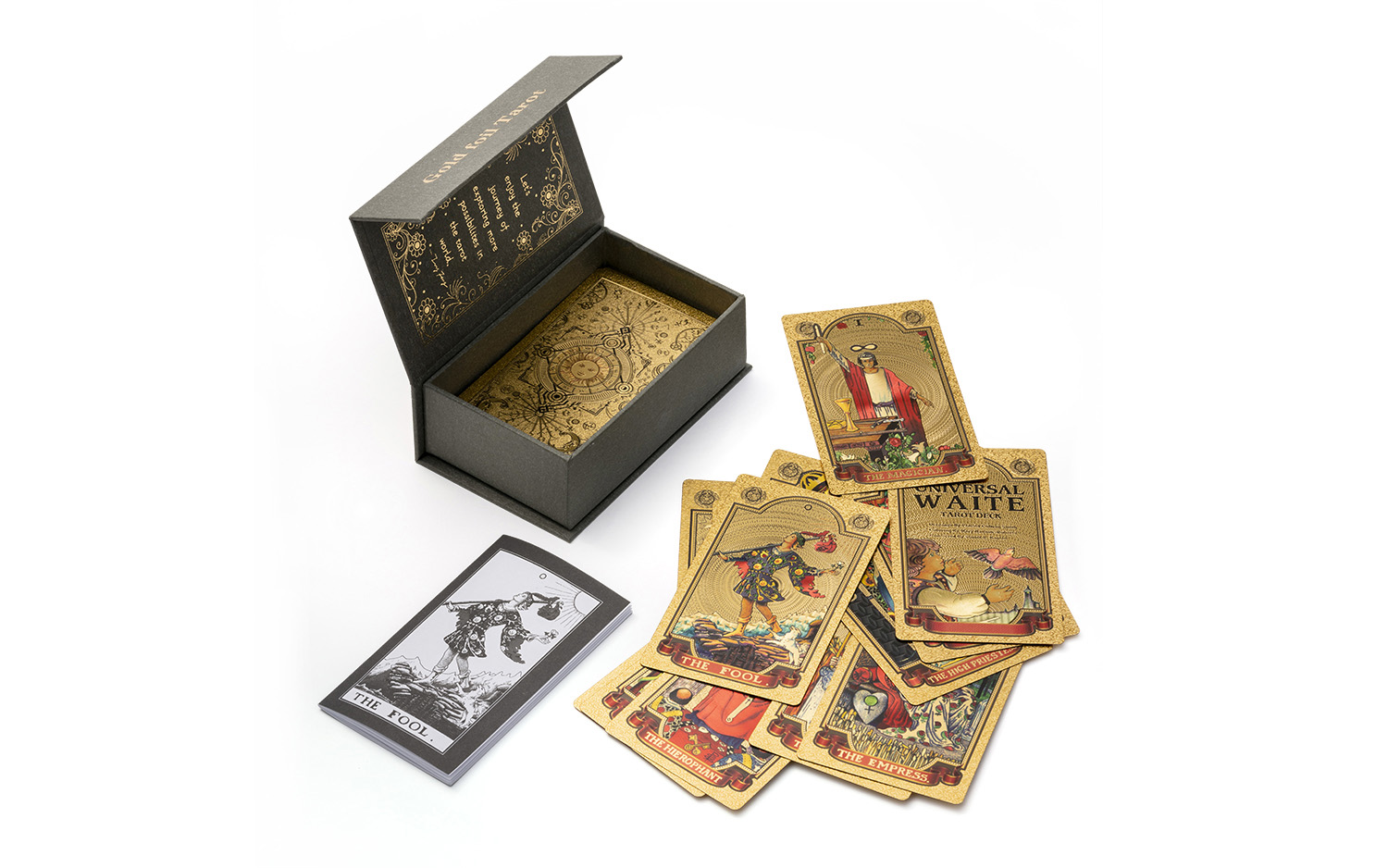 Golden Tarot Card for Beginners with Guidebook, Gold-Gilded 78 Original Tarot Cards Fortune Telling Cards Travel Set