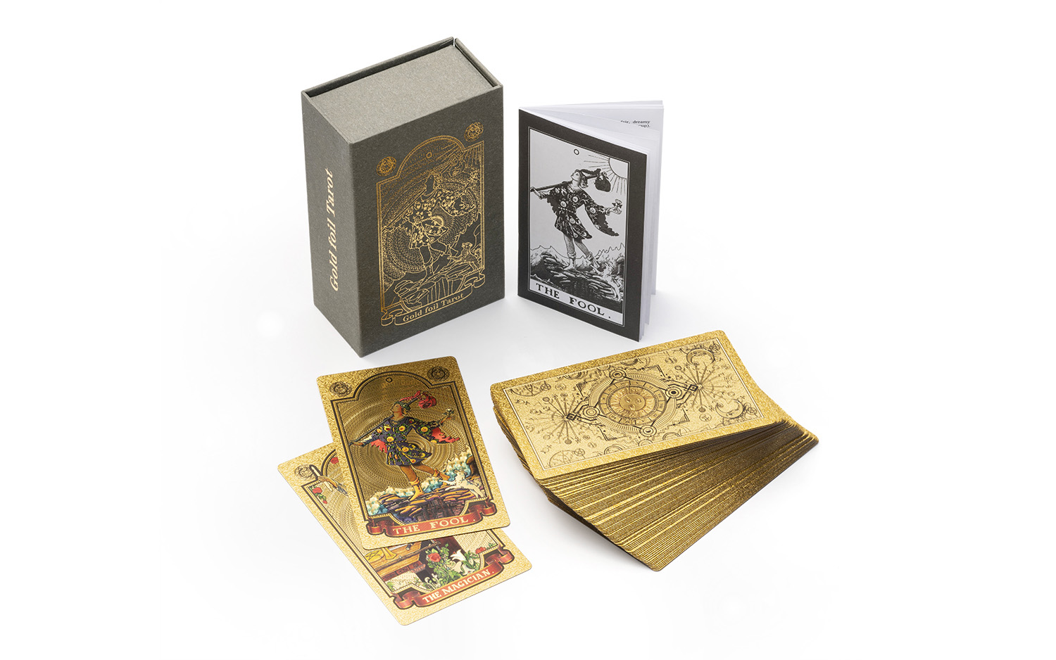 Golden Tarot Card for Beginners with Guidebook, Gold-Gilded 78 Original Tarot Cards Fortune Telling Cards Travel Set