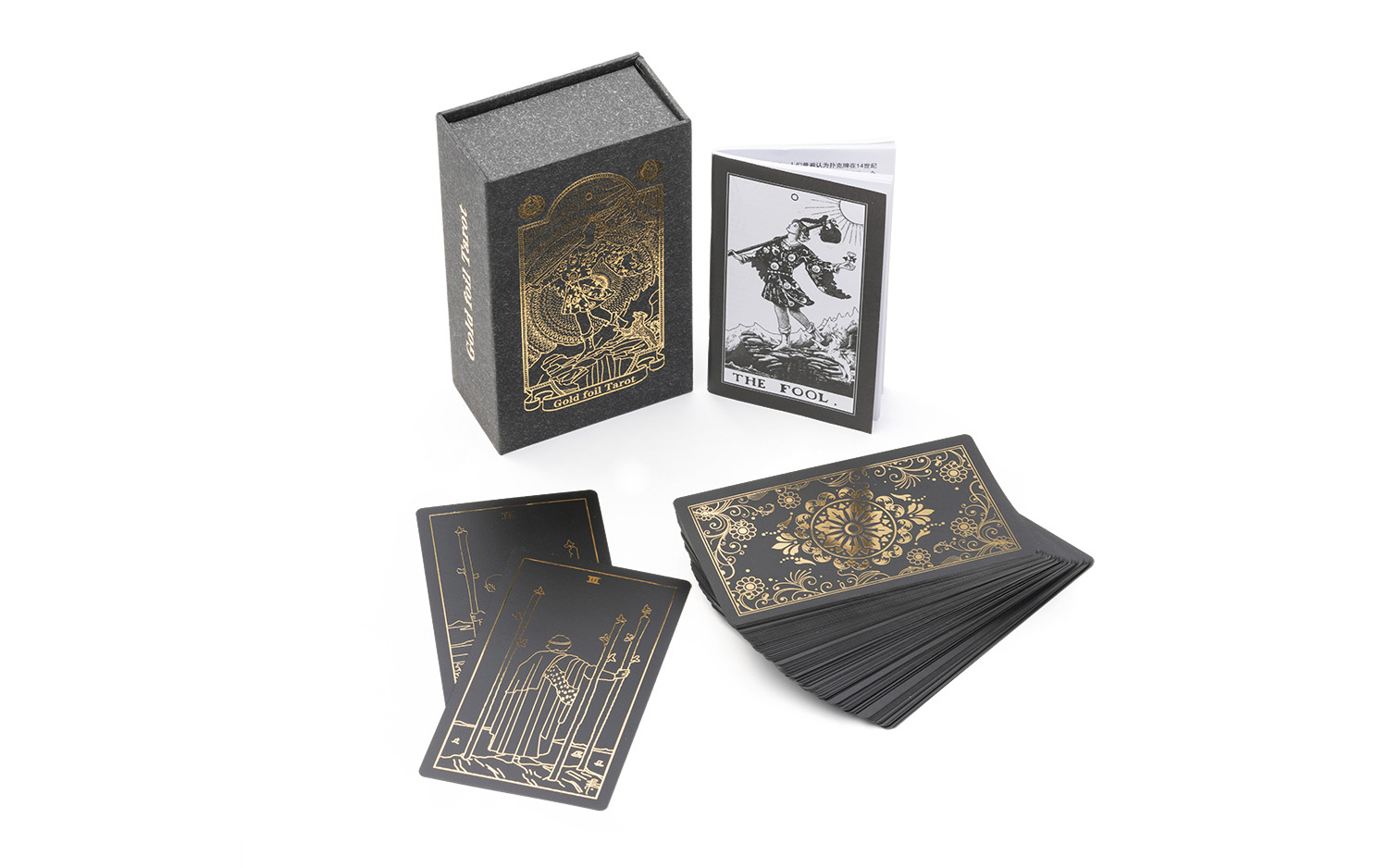 Unique Tarot Decks for Beginners with Guidebook, Water Proof Gilded Black 78 Original Tarot Cards Fortune Telling Cards